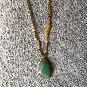 Long Gold Jade Necklace